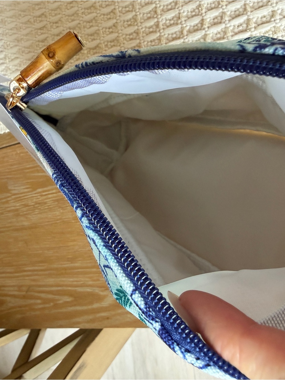 Wandering Moon Yellow & Blue Woven Zipper Cosmetic Bag - Picture 5 of 7